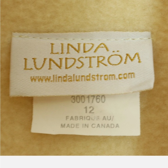 Linda Lundstrom Coat 12 Cream Fleece Fringe Scarf Collar Pockets Toggle Button - Picture 12 of 16